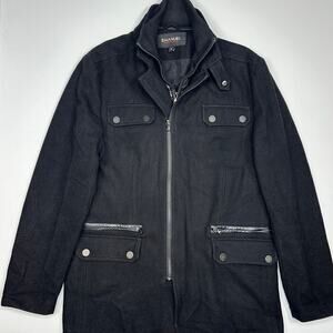 EMANUEL EMANUEL UNGARO Black Wool Coat with Sweater Lining Size Medium